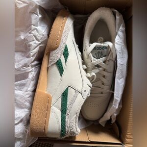 Reebok Cream and Green Club C Sneakers
